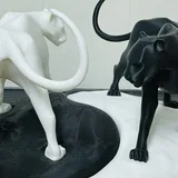 黑白太極豹擺件 圖片 2